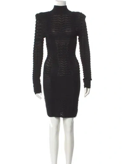 Pre-owned Balmain Turtleneck Mini Dress W/ Tags In Black