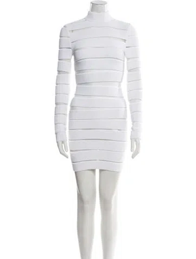 Pre-owned Balmain Turtleneck Mini Dress W/ Tags In White
