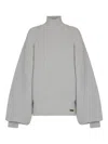 Balmain Turtleneck Ribbed Jumper In Gray