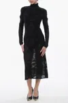 Balmain Turtleneck See Through Sheath Dress In Black