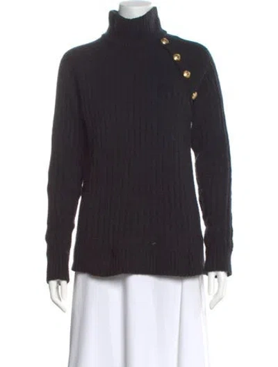 Pre-owned Balmain Turtleneck Sweater In Blue