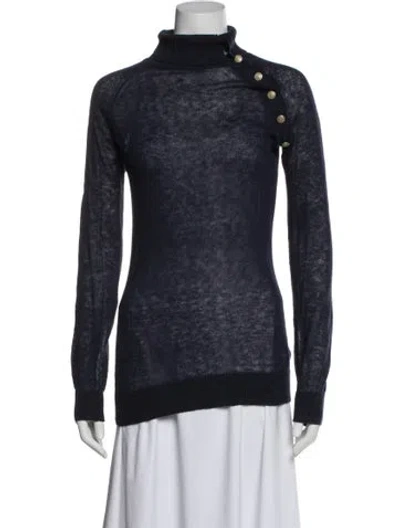 Pre-owned Balmain Turtleneck Sweater In Blue