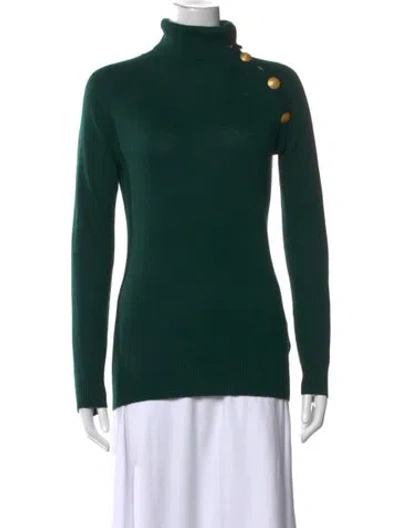 Pre-owned Balmain Turtleneck Sweater In Green