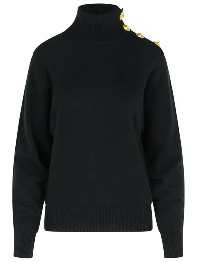 BALMAIN BALMAIN TURTLENECK SWEATER IN VIRGIN WOOL AND BLACK CASHMERE WOMEN