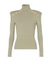Balmain Button-trimmed Turtleneck Sweater In Nude