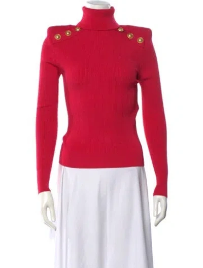 Pre-owned Balmain Turtleneck Sweater In Pink