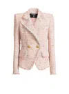 Balmain Tweed Jacket With 2 Buttons In Pink