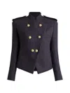 Balmain Tweed 6-button Jacket In Blue