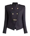 Balmain Double-breasted Wool-blend Tweed Jacket In Black