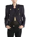 Balmain Double-breasted Wool-blend Tweed Jacket In Black
