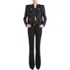 Balmain Double-breasted Wool-blend Tweed Jacket In Black