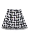 Balmain Houndstooth Check Tweed Flared Skirt In Multi