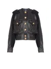Balmain Quilted Leather And Tweed Bomber Jacket In Black