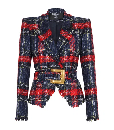 BALMAIN TWEED BELTED JACKET