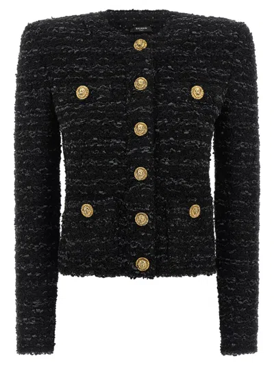 Balmain Tweed Blazer In Black