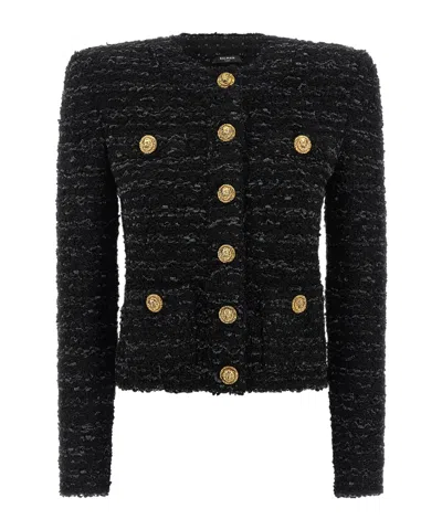 Balmain Tweed Blazer In Black