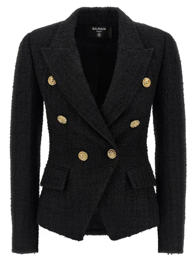 Balmain Tweed Blazer Blazers Black