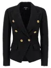 Balmain Wool Blazer With Flap Pockets And Gold-tone Buttons In Black