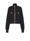 Balmain Textured Fabric Short Jacket With High Collar In Black
