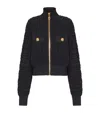 Balmain Textured Fabric Short Jacket With High Collar In Black