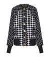 Balmain Tweed Button Bomber Jacket In Black