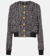 Balmain Buttoned Metallic Tweed Bomber Jacket In Black