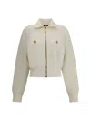 Balmain Batwing Zipped Tweed Bomber Jacket Clothing In Neutral
