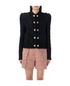 Balmain Collarless Four-pocket Tweed Jacket In Black