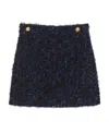 Balmain Tweed Button Skirt In Black