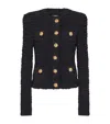Balmain Buttoned Tweed Jacket In Black