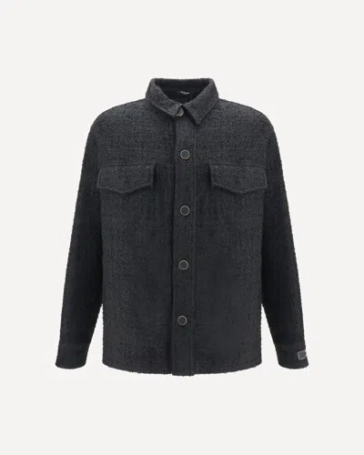 Balmain Tweed Buttoned Jacket In Black