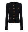 Balmain Collarless Four-pocket Tweed Jacket In Black