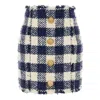 Balmain Checked High-rise Tweed Miniskirt