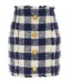 Balmain Checked High-rise Tweed Miniskirt In Gray