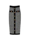 Balmain Tweed Button-front Skirt In Black