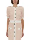 Balmain Cropped Textured Cardigan With Decorative Button Detail