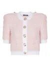 Balmain Tweed Cardigan In Pink