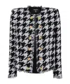 Balmain Tweed Houndstooth Jacket In Multi