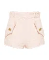 Balmain Hw 2 Pockets Tweed Mini Shorts In White