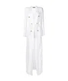 Balmain Tweed Coat With Girdle In White