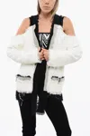 Balmain Tweed Cold-shoulder Blazer With Contrasting Hems In Multi