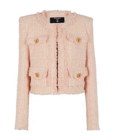 Balmain Bolero Jacket In Tweed In Multicolor