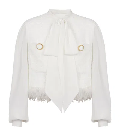 Balmain Sacai Sacai Short Dress With Contrasting Pleated Back In Neutral