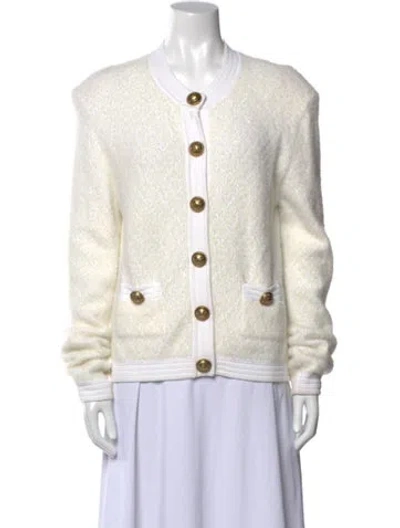 Pre-owned Balmain Tweed Crew Neck Sweater In Neutral