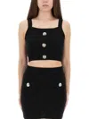 Balmain Tweed Crop Top In Black