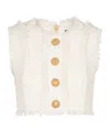 Balmain Tweed Crop Top With Buttons In White