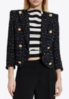Balmain Polka-dot Tweed Jacket In Black