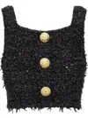 Balmain Women Tweed Cropped Top In Black