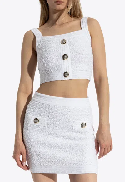 BALMAIN TWEED CROPPED TOP