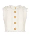 Balmain Tweed Crop Top With Buttons In White
